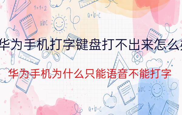 华为手机打字键盘打不出来怎么办 华为手机为什么只能语音不能打字？